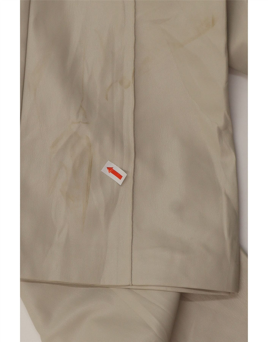 ZARA Damen Bootcut-Hose aus Kunstleder, Größe S, W26, L26, Beige, Polyamid