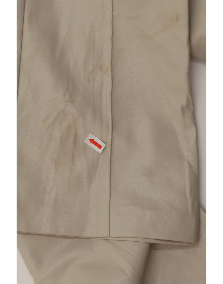 ZARA Damen Bootcut-Hose aus Kunstleder, Größe S, W26, L26, Beige, Polyamid