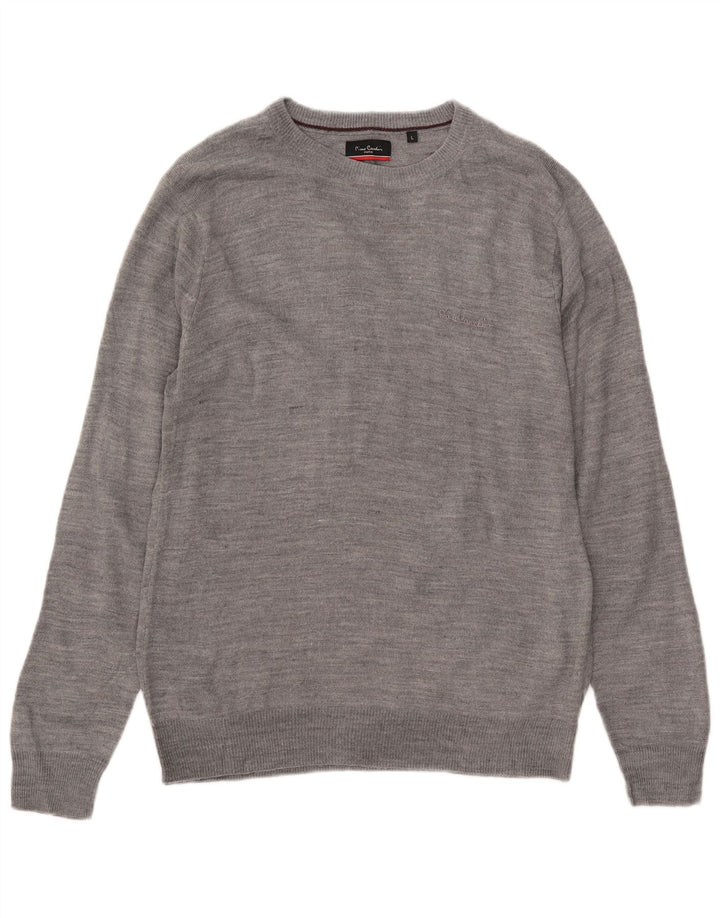 Pierre Cardin Herren-Pullover mit Rundhalsausschnitt, großes graues Acryl