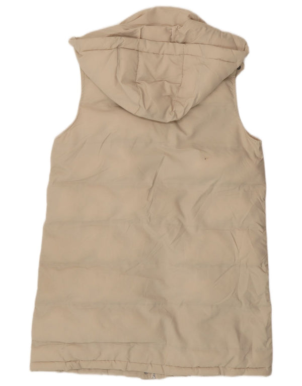 Zara Damen Longline-Kapuzenweste, gepolstert, UK 14, Mittelbeige, Polyester