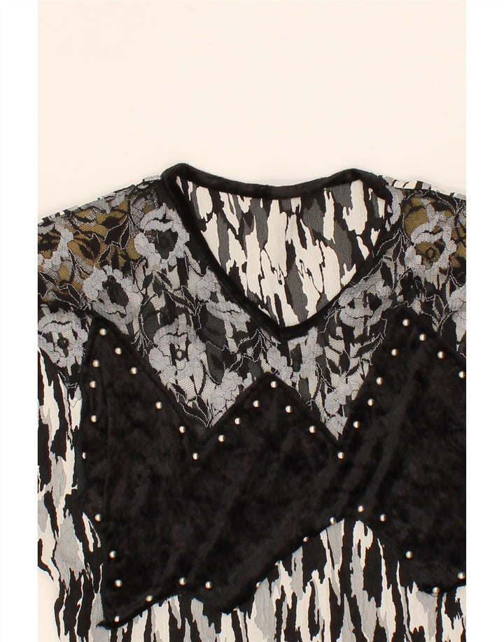VINTAGE Womens Blouse Top UK 16 Large Black Floral Vintage Vintage and Second-Hand Vintage from Messina Hembry 