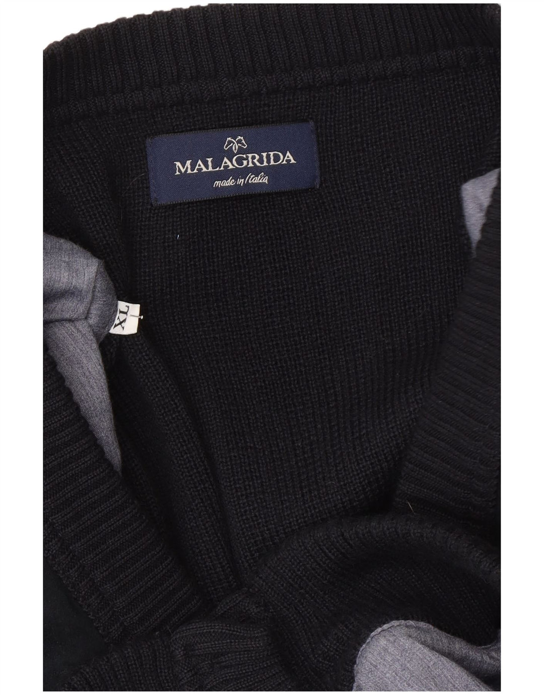 Malagrida Herren Strickjacke XL Schwarz gestreifte Wolle