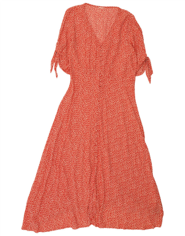 Vintage Damen Maxikleid EU 40 Mittelrote Viskose mit Blumenmuster