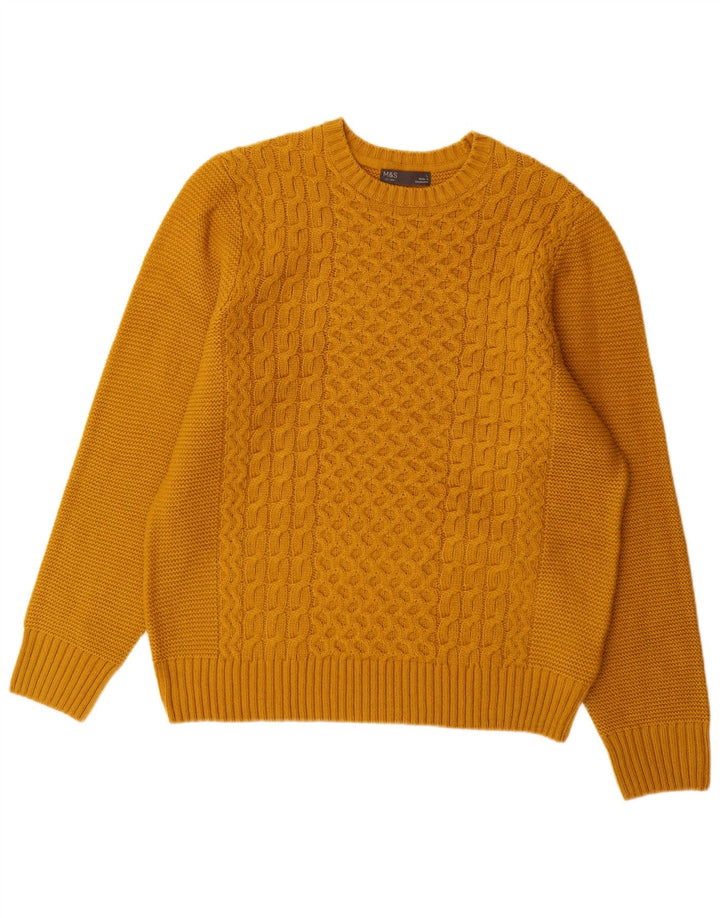 Marks & Spencer Herren-Pullover mit Rundhalsausschnitt, groß, Acryl, Gelb