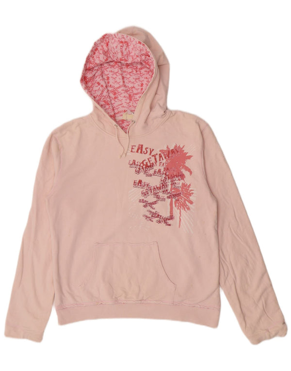 Fat Face Damen-Kapuzenpullover mit Grafik, UK 14, mittelrosa, Baumwolle