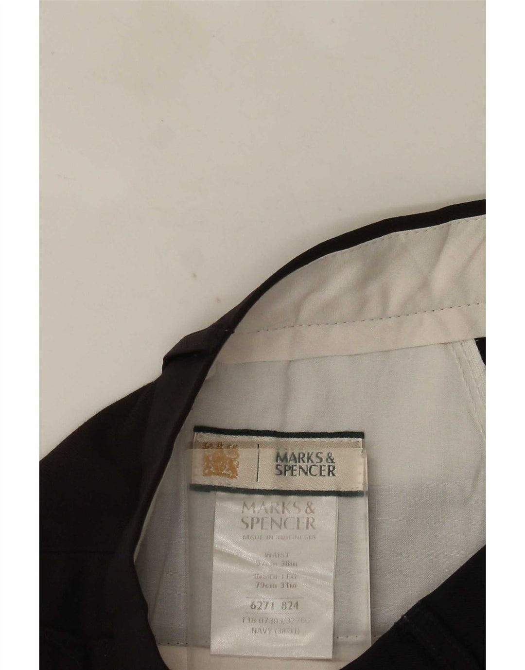 Marks & Spencer Herren-Anzughose mit Pegged-Anzug, W38 L31, marineblaues Polyester
