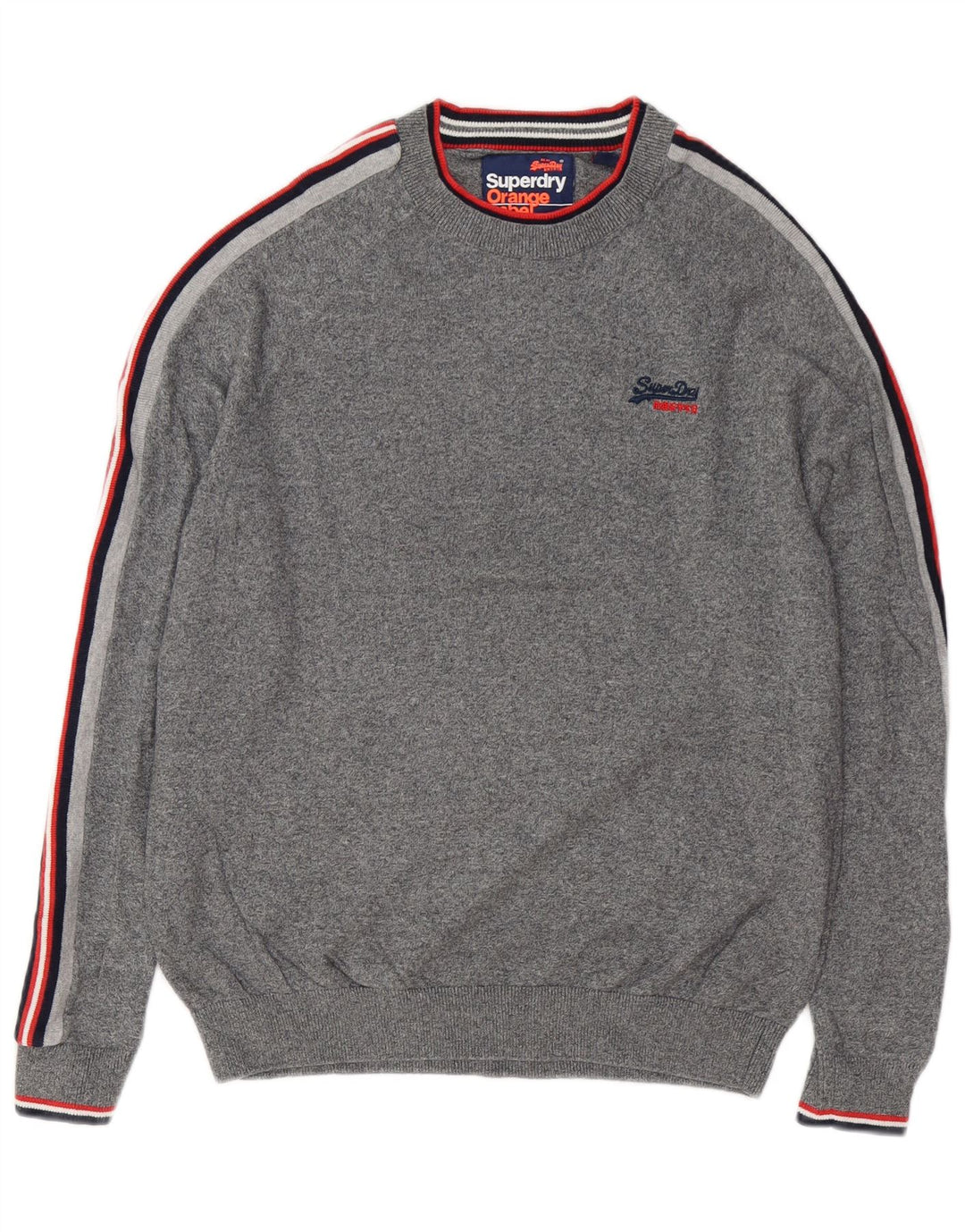 SUPERDRY Damen-Pullover mit Rundhalsausschnitt, Gr. 16, Größe L, Grau, Baumwolle