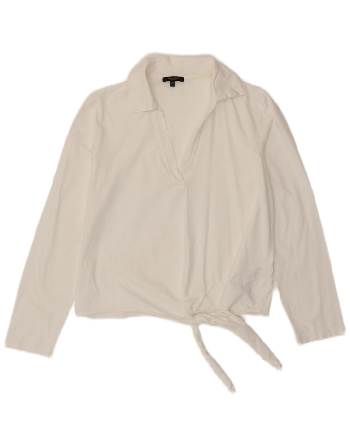 MASSIMO DUTTI Damen Pullover-Hemdbluse UK 6 XS Weiße Baumwolle