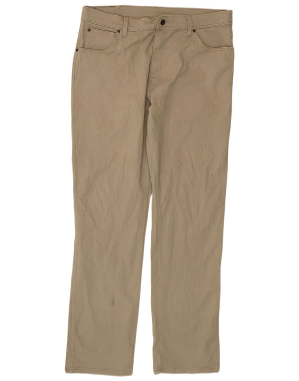 Wrangler Mens Regular Fit Straight Jeans W38 L34 Grüne Baumwolle