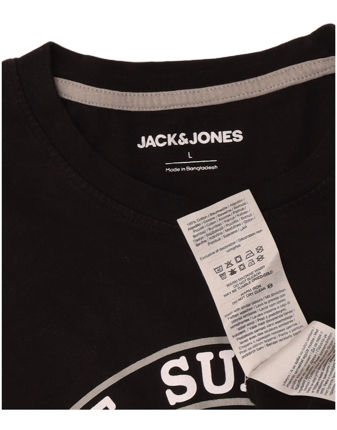 Jack & Jones Herren-T-Shirt mit Grafik, groß, aus schwarzer Baumwolle