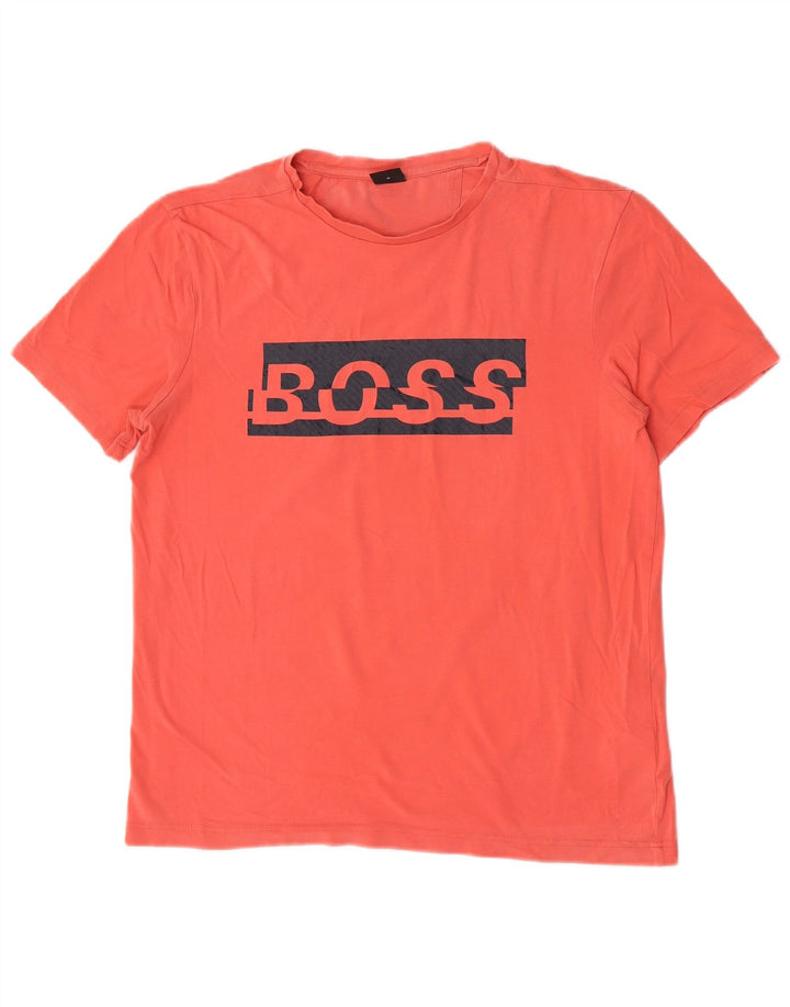 Hugo Boss Herren-T-Shirt mit Grafik, Mittelrosa, Baumwolle