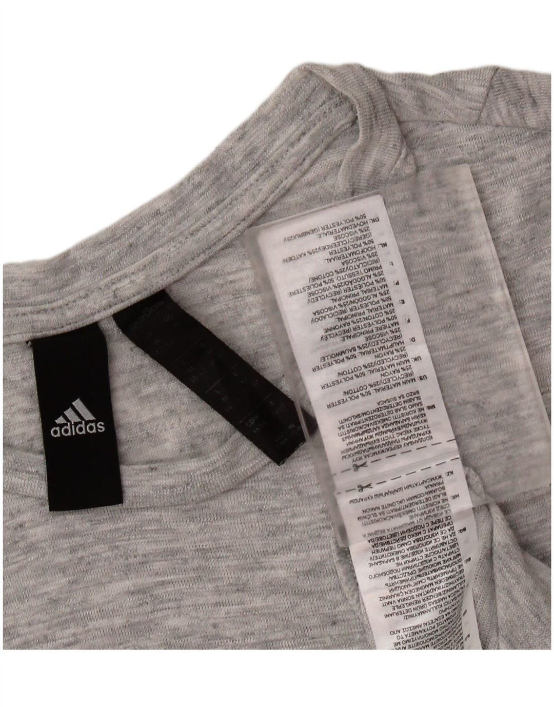 ADIDAS Damen Grafik-T-Shirt-Oberteil UK 12/14 Mittelgrau meliertes Polyester