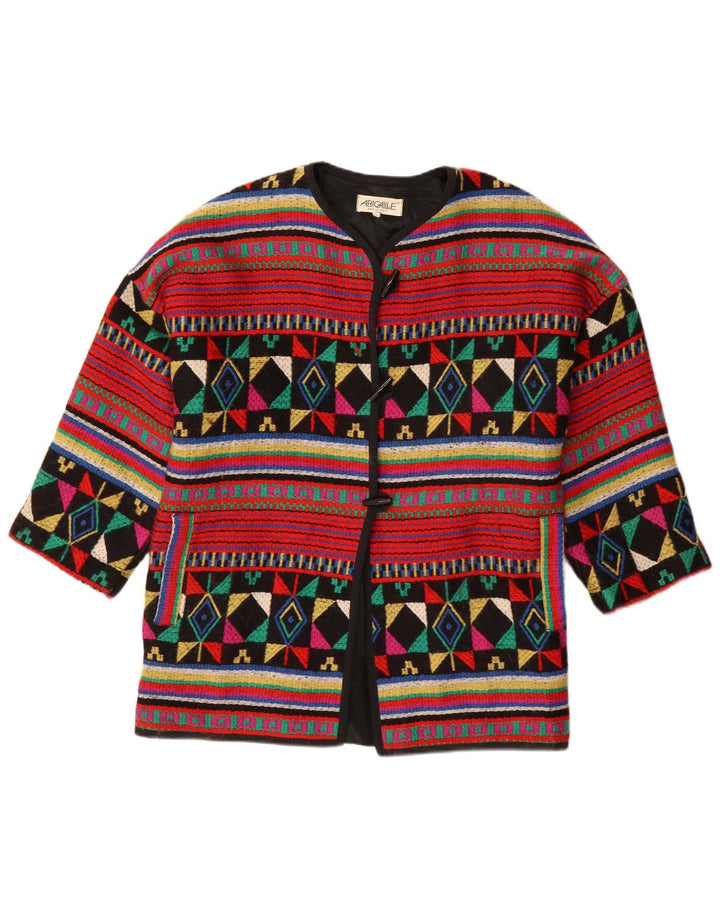 Vintage Damen Übergroße Dufflejacke IT 44 Medium Mehrfarbig Geometrisch