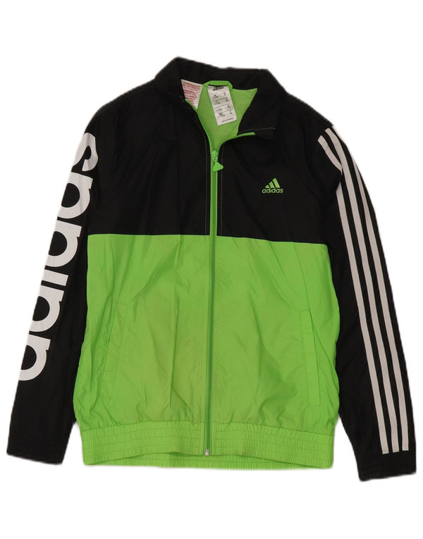 Adidas Jungen Grafik-Trainingsanzug-Top-Jacke, 11–12 Jahre, grünes Farbblockdesign