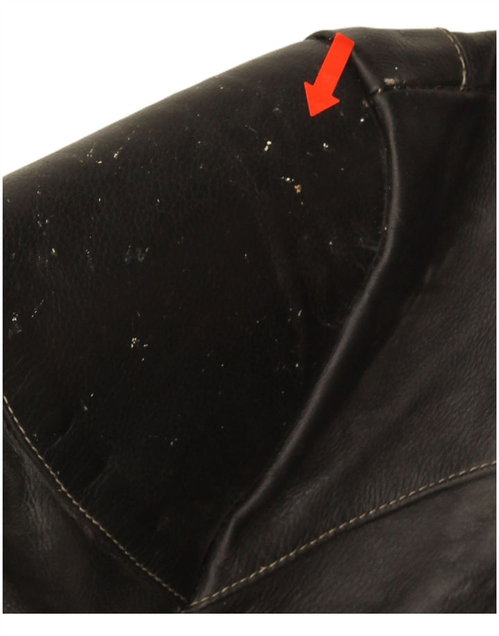 POLO Damen Leder Racer Jacke UK 14 Mittelschwarzes Leder