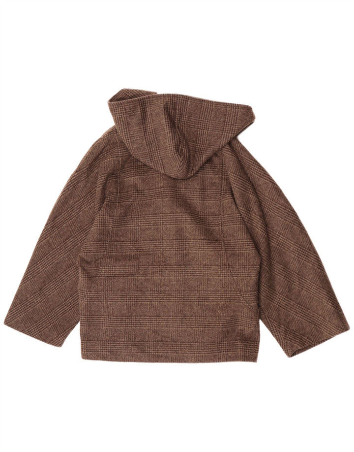 Offene Bomberjacke mit Kapuze von Zara für Damen, UK 14, Mittelbraun, kariert, Polyester