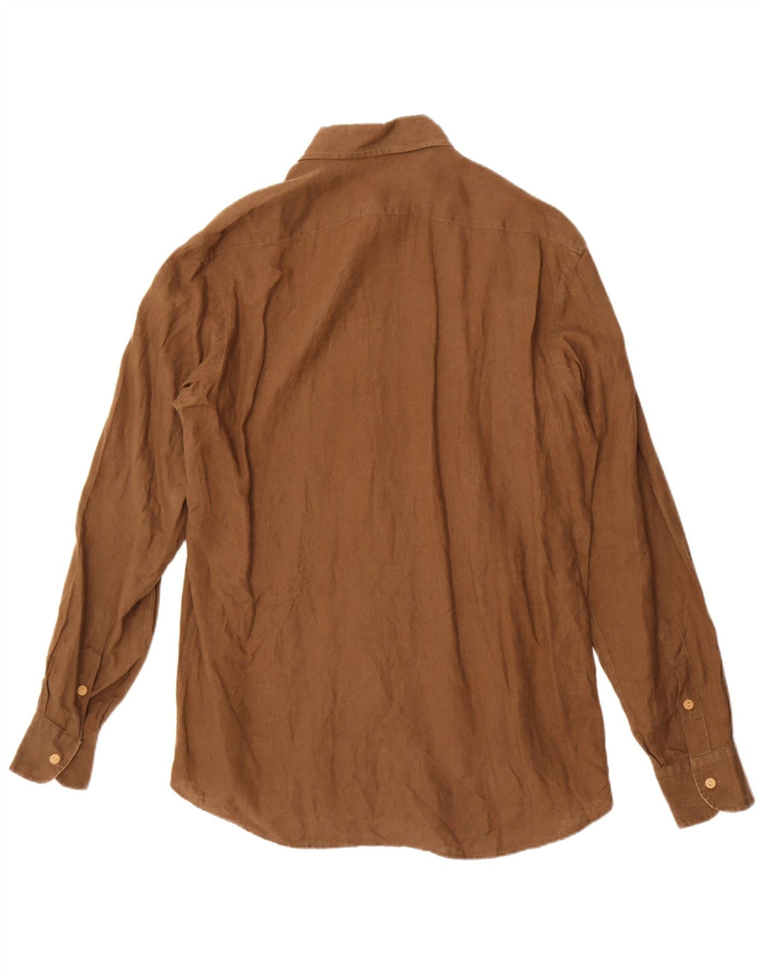 ALVIERO MARTINI Herrenhemd Größe 40 Mittelbraunes Leinen