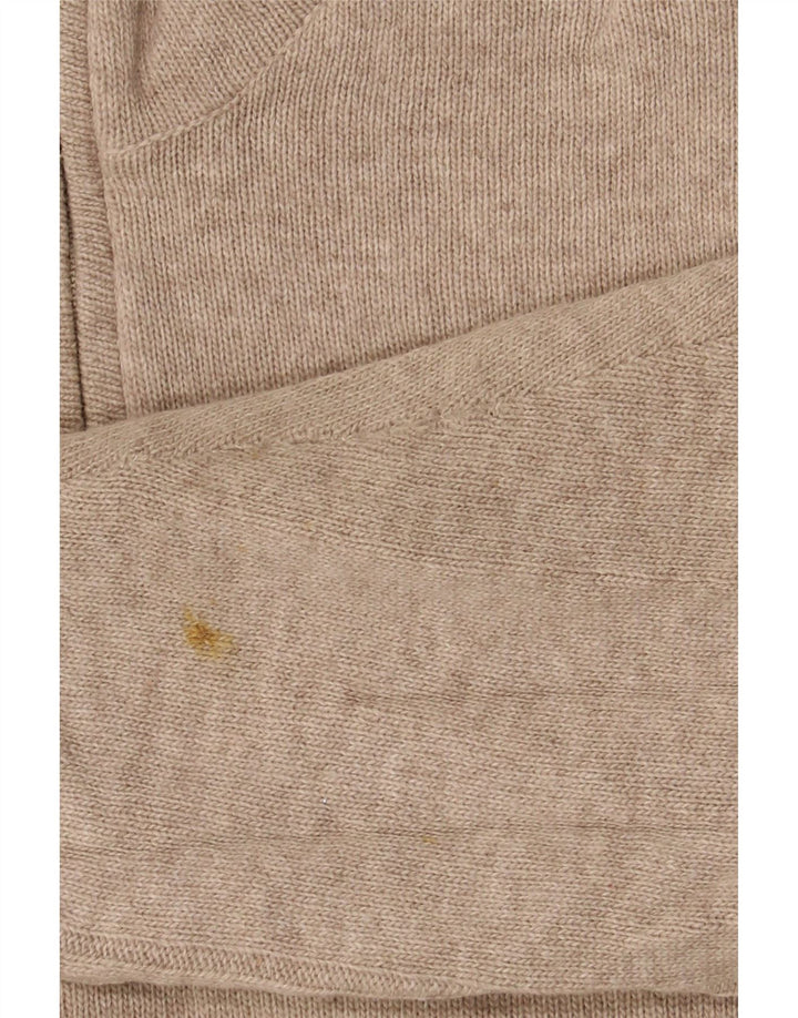 Marks & Spencer Herren Blauer Harbor-Pullover mit Reißverschluss am Hals, kleine beige Wolle