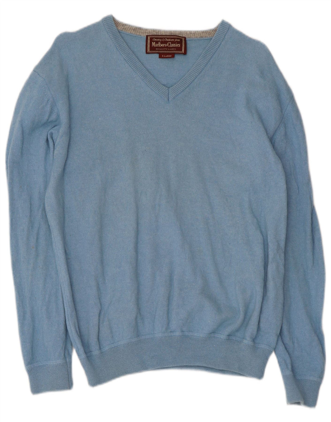 Marlboro Classics Damen-Pullover mit V-Ausschnitt, UK 18, XL, blaue Wolle