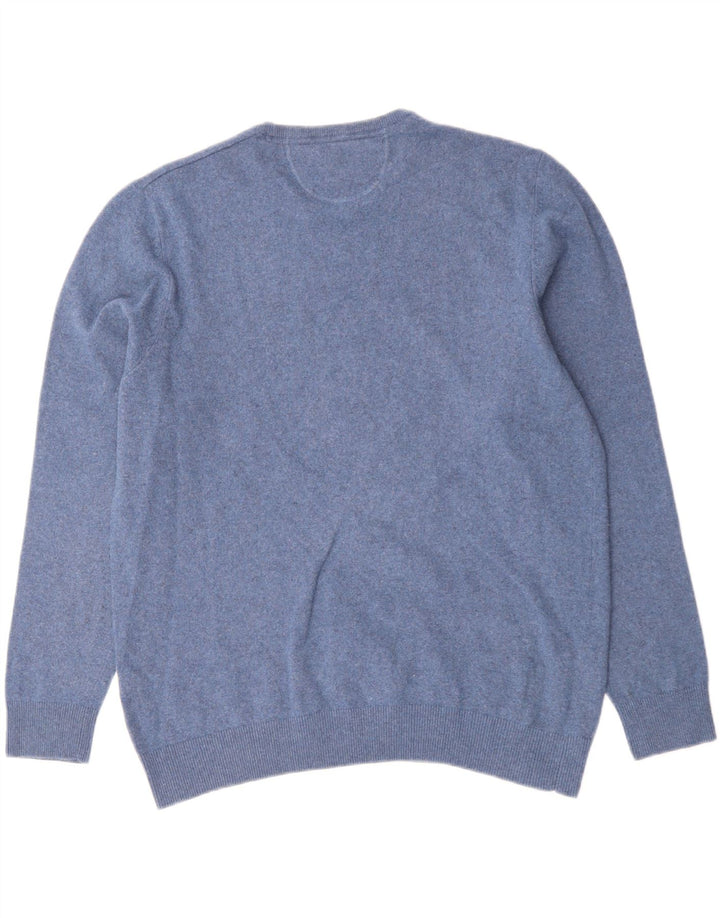 Charles Vogele Herren-Pullover mit Rundhalsausschnitt, 2XL, blaue Wolle