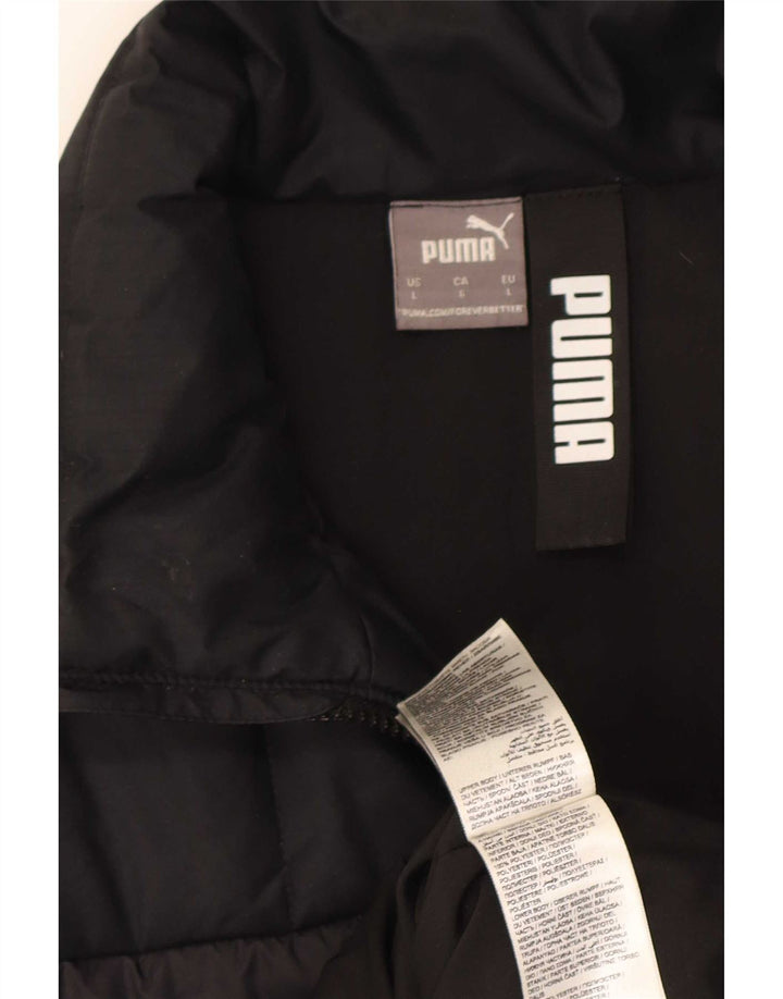 Puma Herren Grafik gepolsterte Jacke UK 40 Large Schwarz Polyester