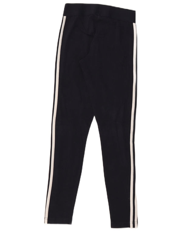 Adidas Damen Leggings UK 8/10 Small Marineblau Baumwolle