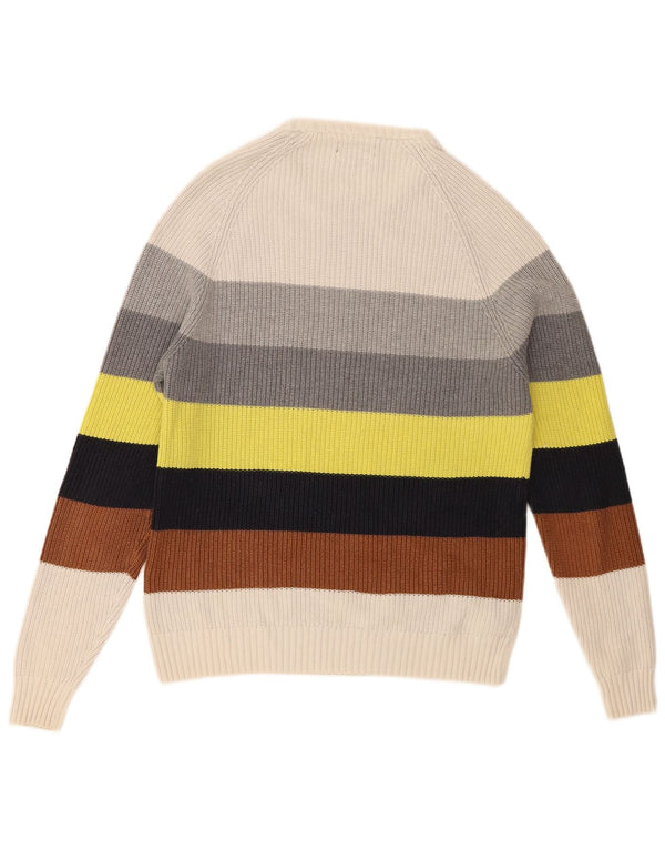 Zara Herren-Pullover mit Rundhalsausschnitt, mittelgroß, mehrfarbig, gestreift, Baumwolle