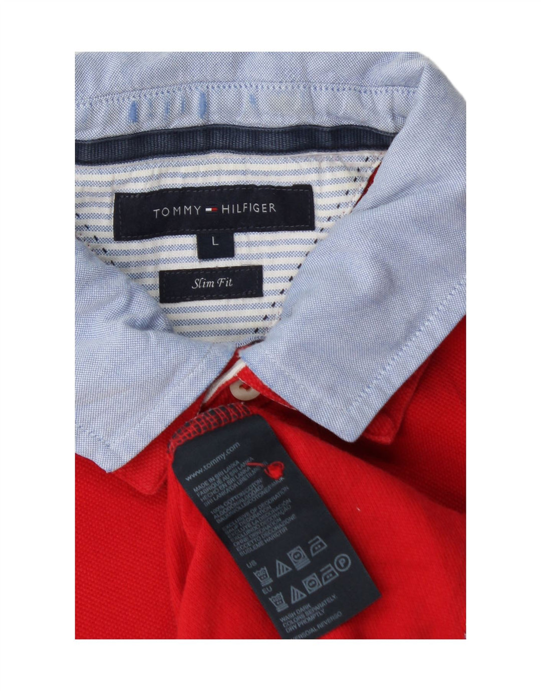 TOMMY HILFIGER Herren Slim Fit Poloshirt Große rote Baumwolle