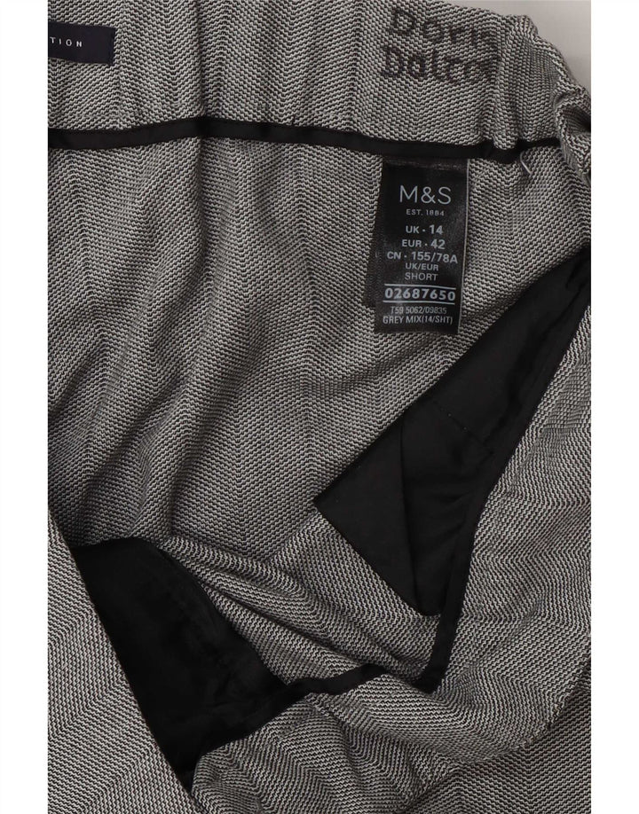 Marks & Spencer Damen-Hose, kurz geschnitten, UK 14, Größe L, W34, L24, Grau, Polyester
