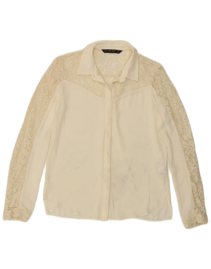 Zara Damen Hemdbluse UK 6 XS Off White Polyester