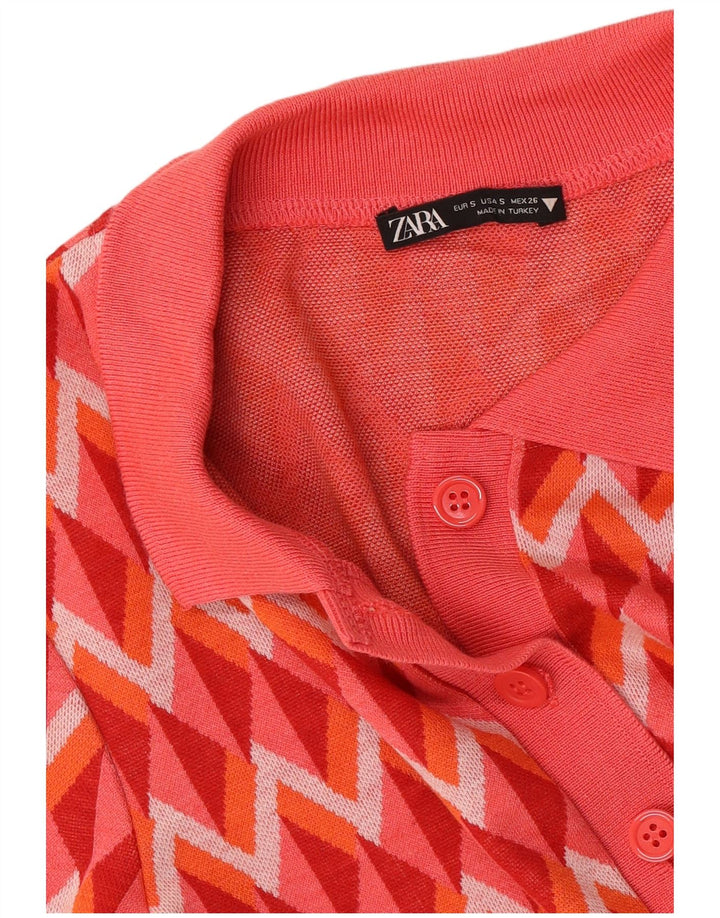 Zara Damen Polokleid UK 10 Small Red Chevron