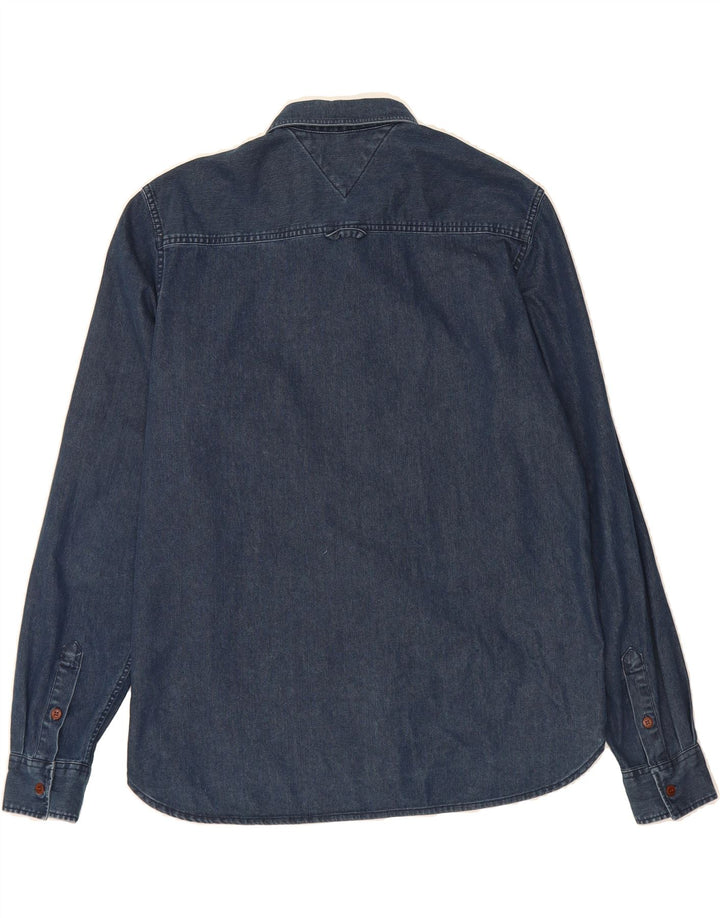 TOMMY HILFIGER Mens Denim Shirt Large Navy Blue Cotton Vintage Tommy Hilfiger and Second-Hand Tommy Hilfiger from Messina Hembry 