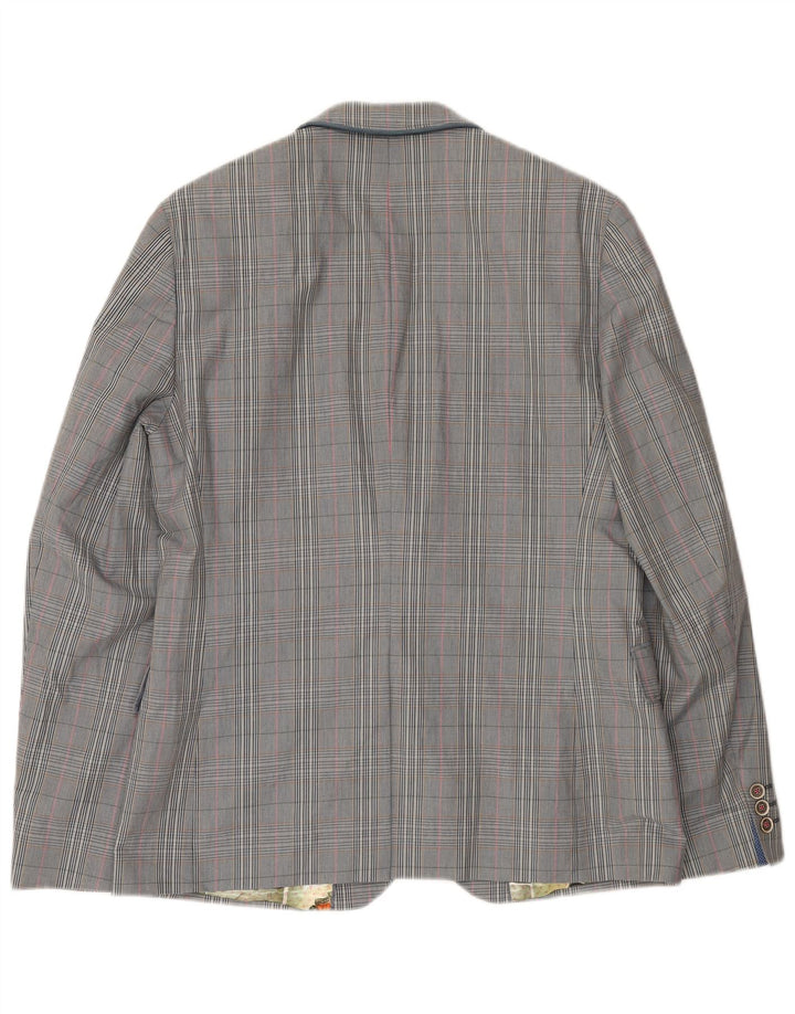 Ted Baker Herren-Blazer mit 2 Knöpfen, Größe 4, groß, grau kariert, Baumwolle