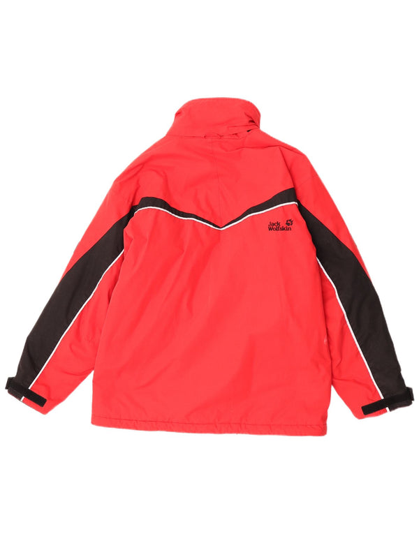 Jack Wolfskin Windjacke für Jungen, 11–12 Jahre, rotes Colourblock-Polyester