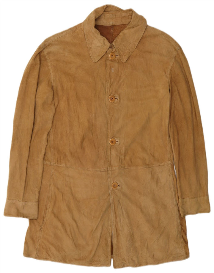 A. RASPINI Herren Wildlederjacke UK 36 Small Braunes Leder