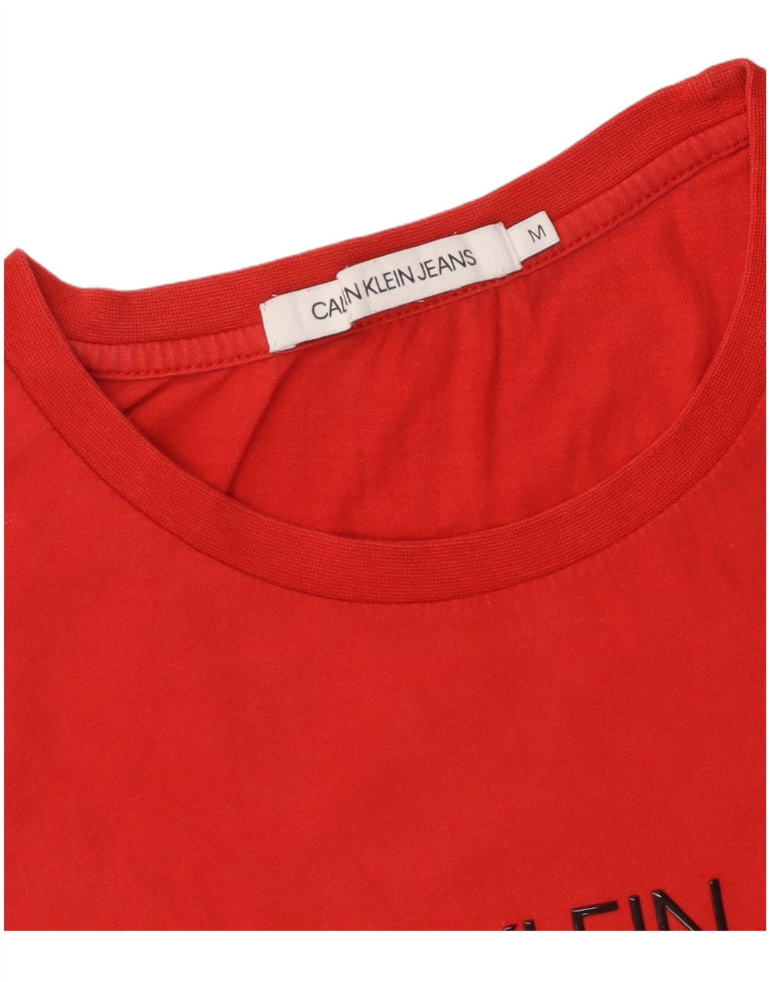 Calvin Klein Jeans Damen Grafik T-Shirt Top UK 12 Mittelrot