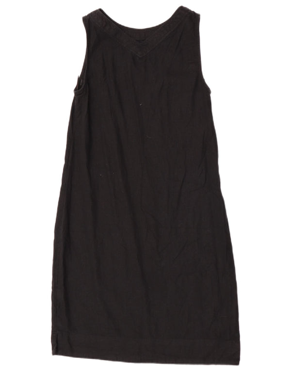 Marks & Spencer Damen ärmelloses A-Linien-Kleid, Größe S, Schwarz, Leinen