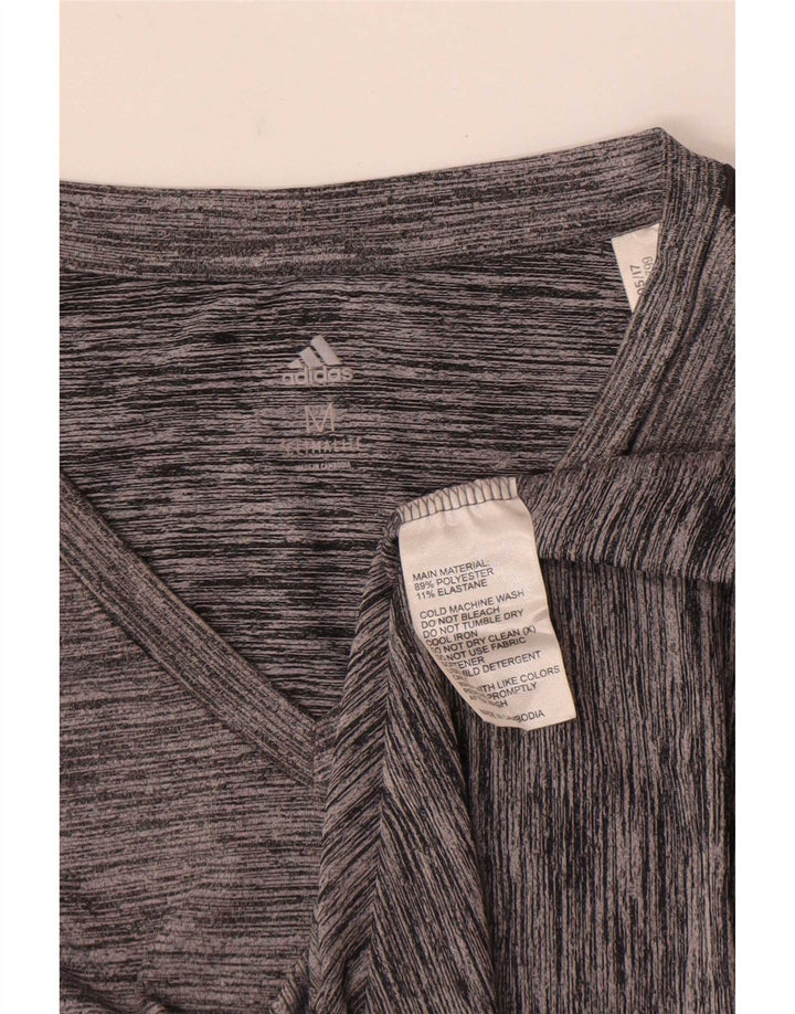 Adidas Damen Climalite T-Shirt Top UK 12 Mittelgrau geflecktes Polyester