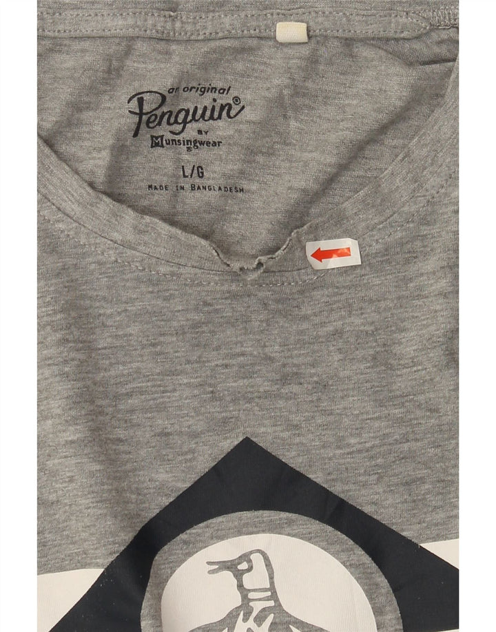 Penguin Herren-T-Shirt mit Grafik, Größe L, aus grauer Baumwolle