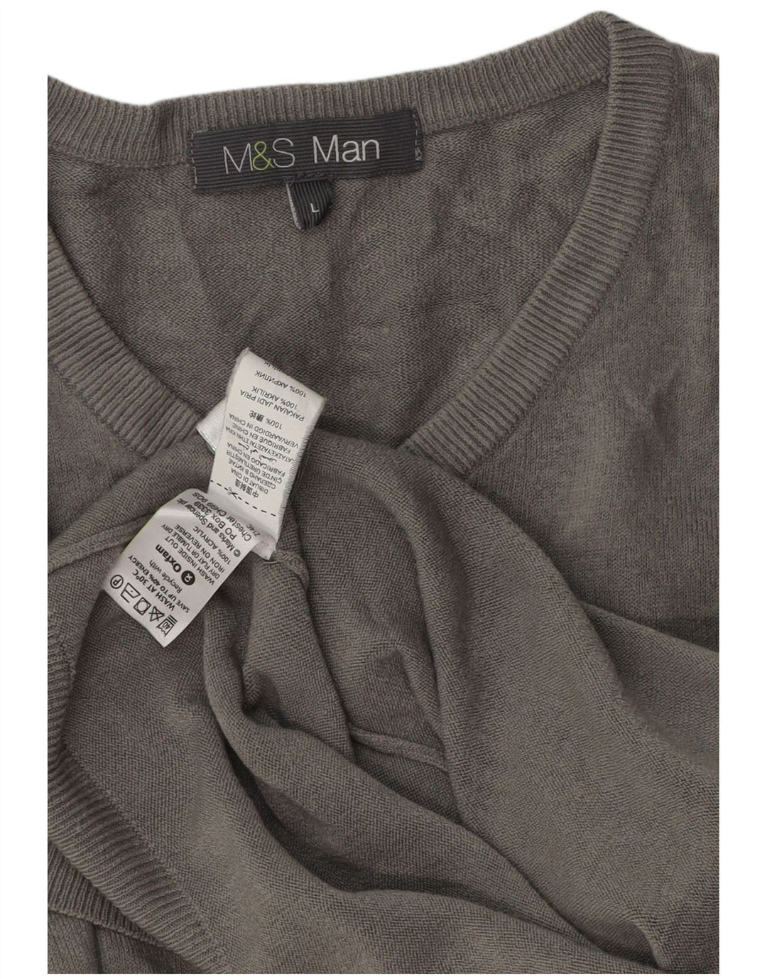 Marks & Spencer Herren-Pullover mit V-Ausschnitt, groß, Acryl, Grau