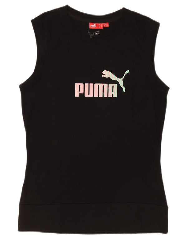 Puma Womens Graphic Vest Top UK 12 Mittelschwarze Baumwolle