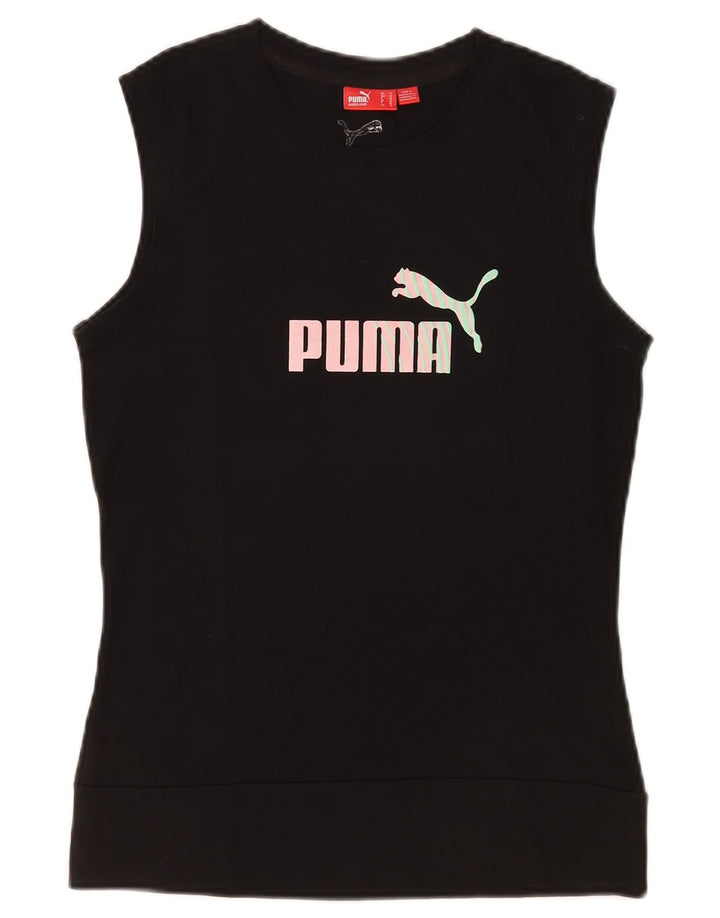 Puma Womens Graphic Vest Top UK 12 Mittelschwarze Baumwolle