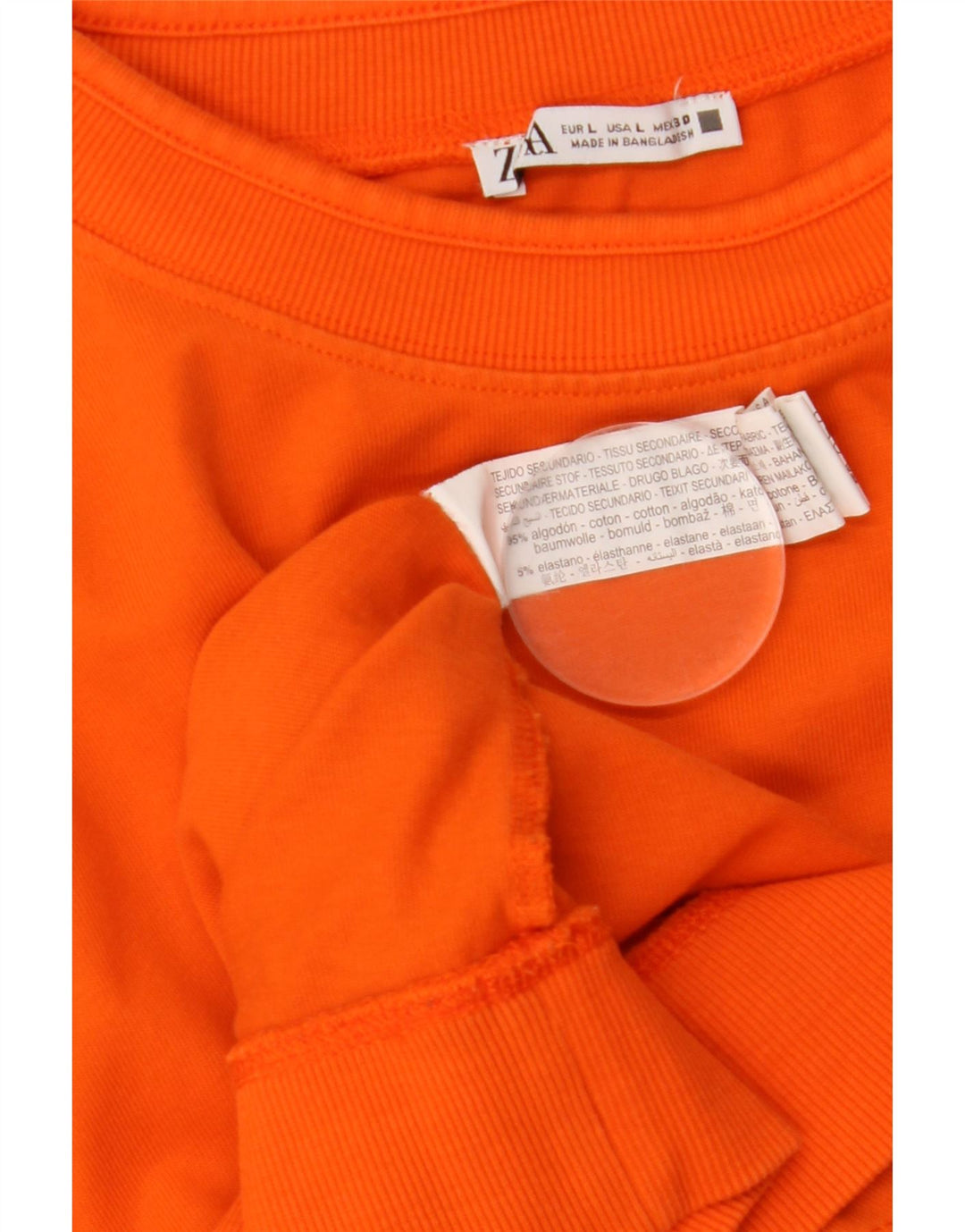 ZARA Damen Sweatshirt-Pullover UK 16 Large Orange Baumwolle