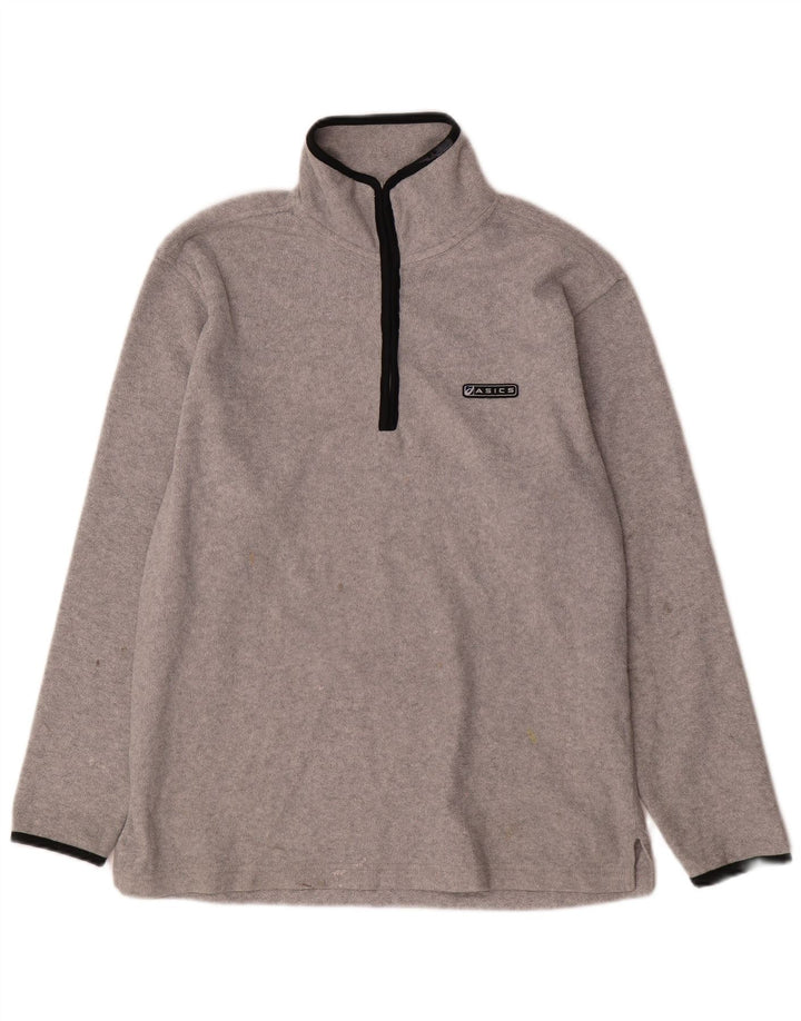 Asics Herren-Fleecepullover mit Reißverschluss am Hals, Mittelgrau
