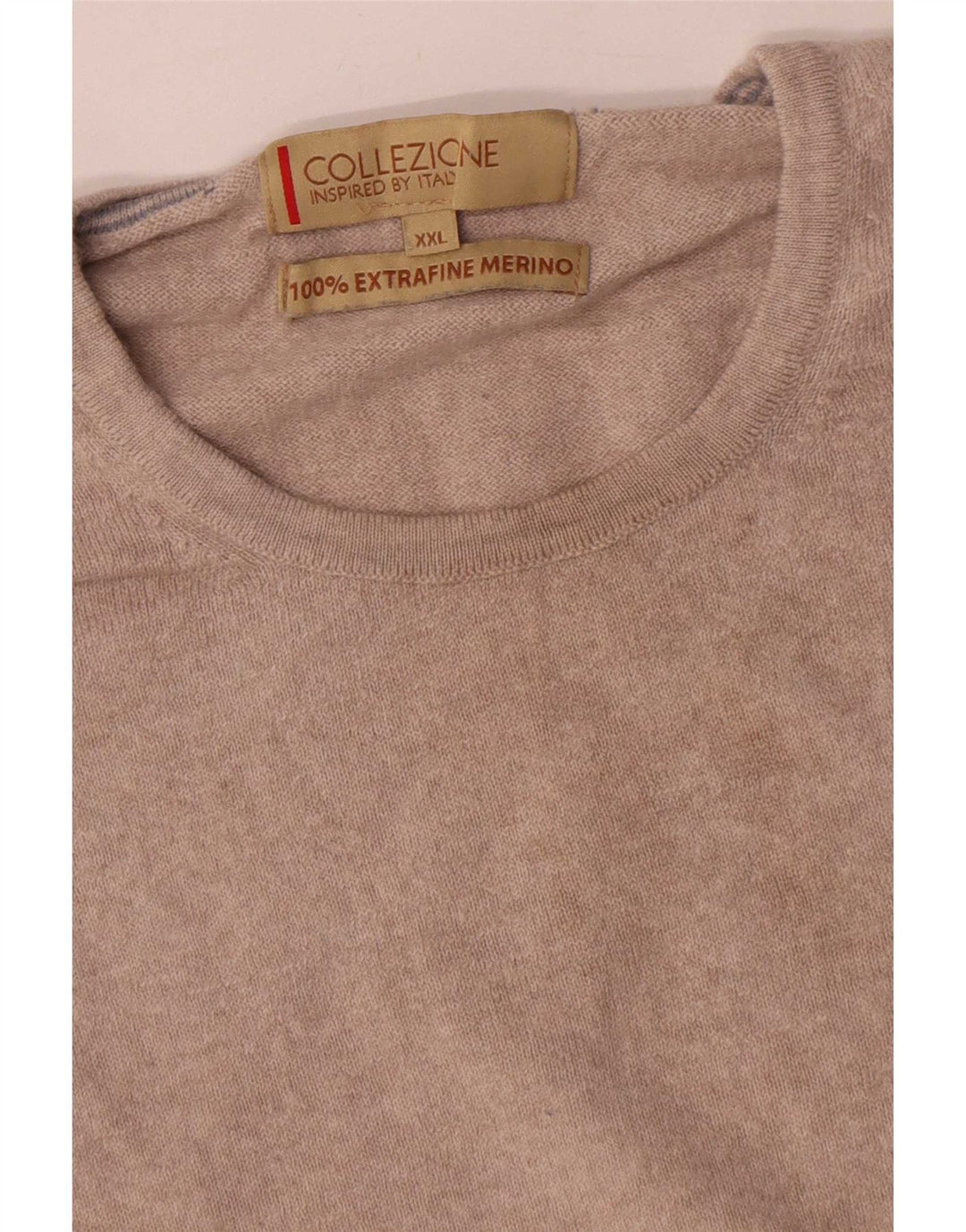 Marks & Spencer Herren-Pullover mit Rundhalsausschnitt, 2XL, beige Merinowolle