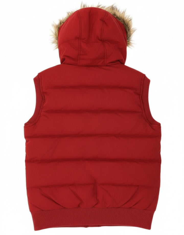 FAT FACE Womens Oversized Hooded Padded Gilet UK 10 Small  Red Polyester