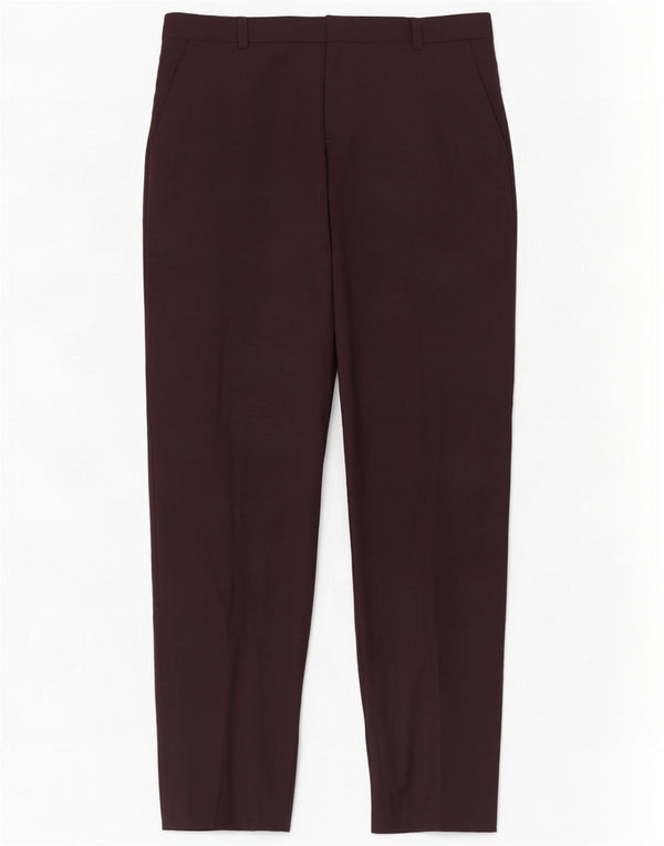 Topshop Damen Slim Anzughose UK 12 Medium W30 L27 Burgund Polyester