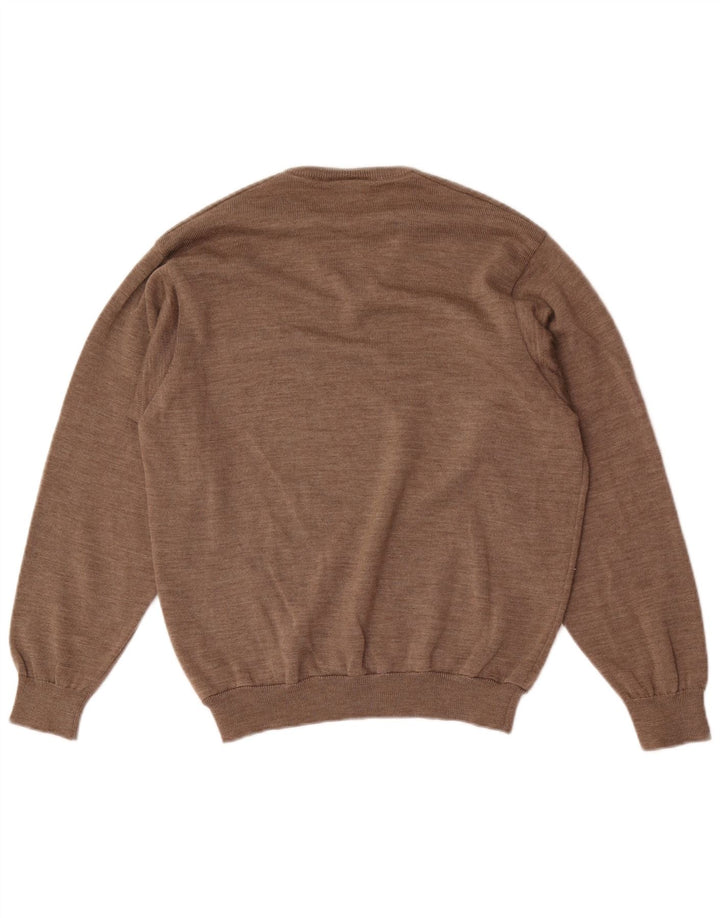 Lacoste Herren-Pullover mit V-Ausschnitt, Größe 3, kleine braune Schurwolle