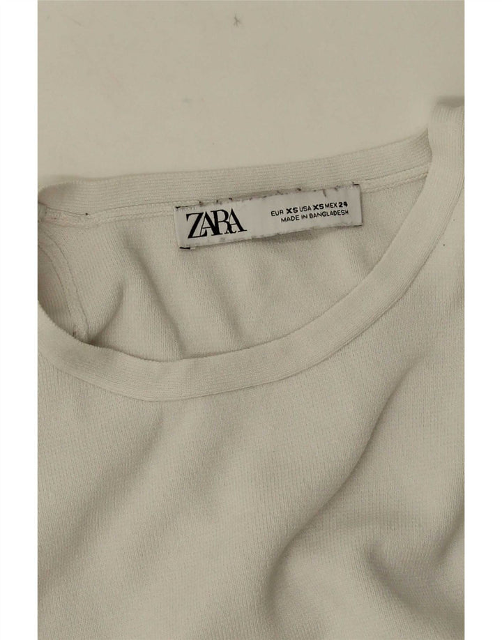 Zara Damen Crop Vest Top UK 4 XS Weiß
