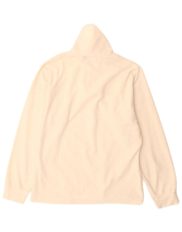 Conte of Florence Womens Zip Neck Fleece Jumper UK 14 Large Beige Polyester